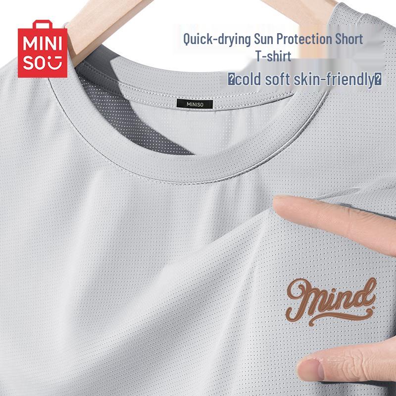 MINISO Men s Ice Silk UPF50+ Sun Protection Quick Dry Short Sleeve T-Shirt M