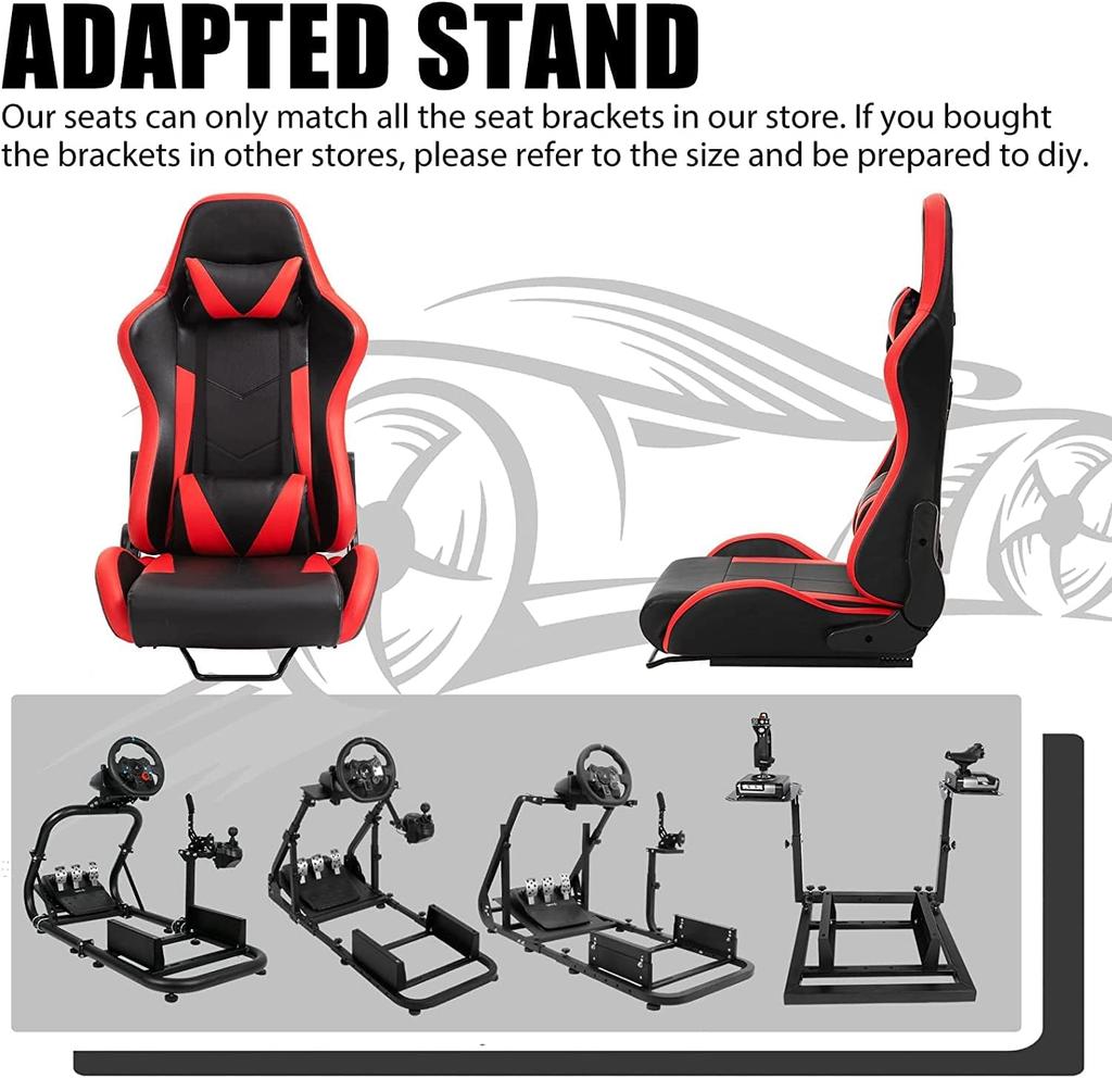 Dardoo Racing Car Game Bucket Cockpit Racing Car Wheel Mount Chair Electronic Gaming Chair with Adjustable Double Slide Adaptive Game Simulator Red