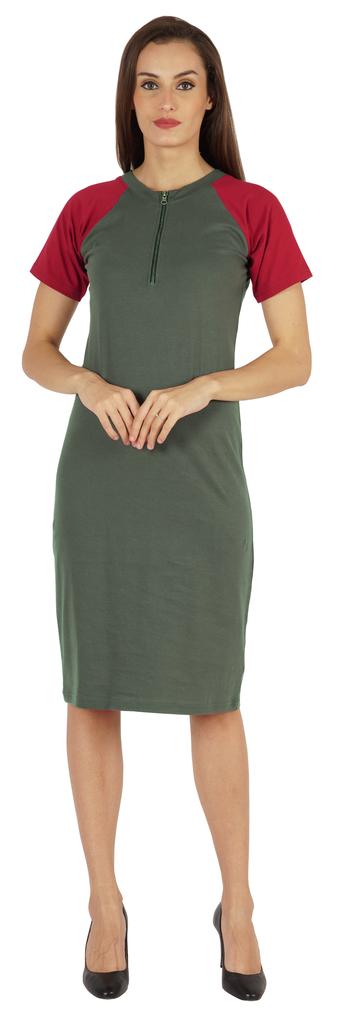 Inkmeso Solid Short Raglan Sleeves Dress For Women  s Summer Casual Sporty Bodycon T-Shirt