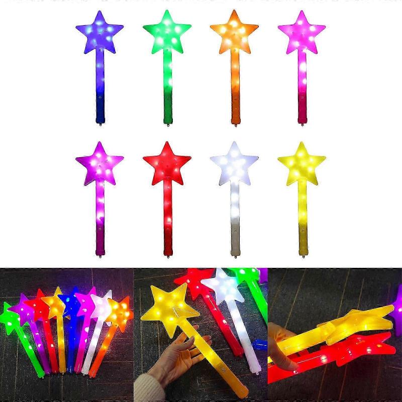 10PCS Flashing Sticks LED Star Stick Glowing Wand Stage Toy Festival Party Light Up Fairy Wand Adult Girls Party Favor