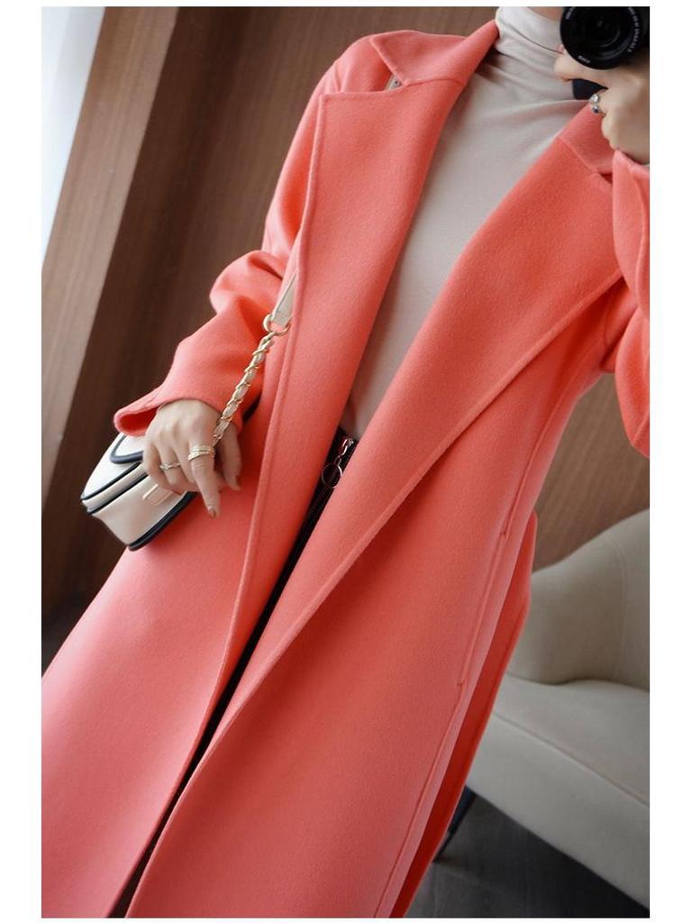 Plus Size Women's Mid-Length Wool Coat - 2022 Autumn/Winter Korean Style