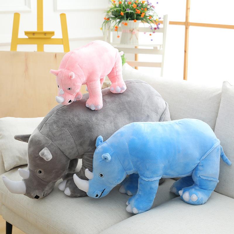 60/80cm Giant Plush Rhinoceros Toys Lifelike Stuffed Animal Pillow Zoo Dolls Baby Cushion Kids Appease Toy Girl Birthday Gift