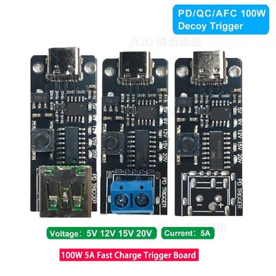 100W 5A USB-C Schnelllade-Trigger-Platinenmodul PD/QC Lockvogelplatine USB Typ-C PD 2.0 3.0 Power Delivery Boost