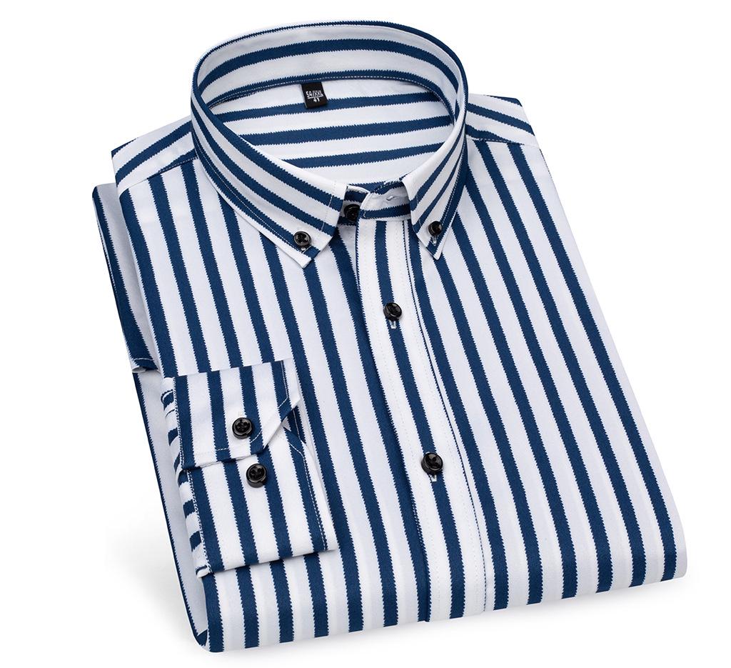 Men's Short Sleeve Non-Iron Striped Ice Silk Casual Korean Style Shirt