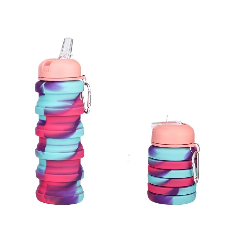 Essbare Silikon-Faltsport-Wasserflasche für den Außenbereich, für Reisen, Umweltschutz, ohne BPA, Silikonbecher, faltbarer Wasserbecher