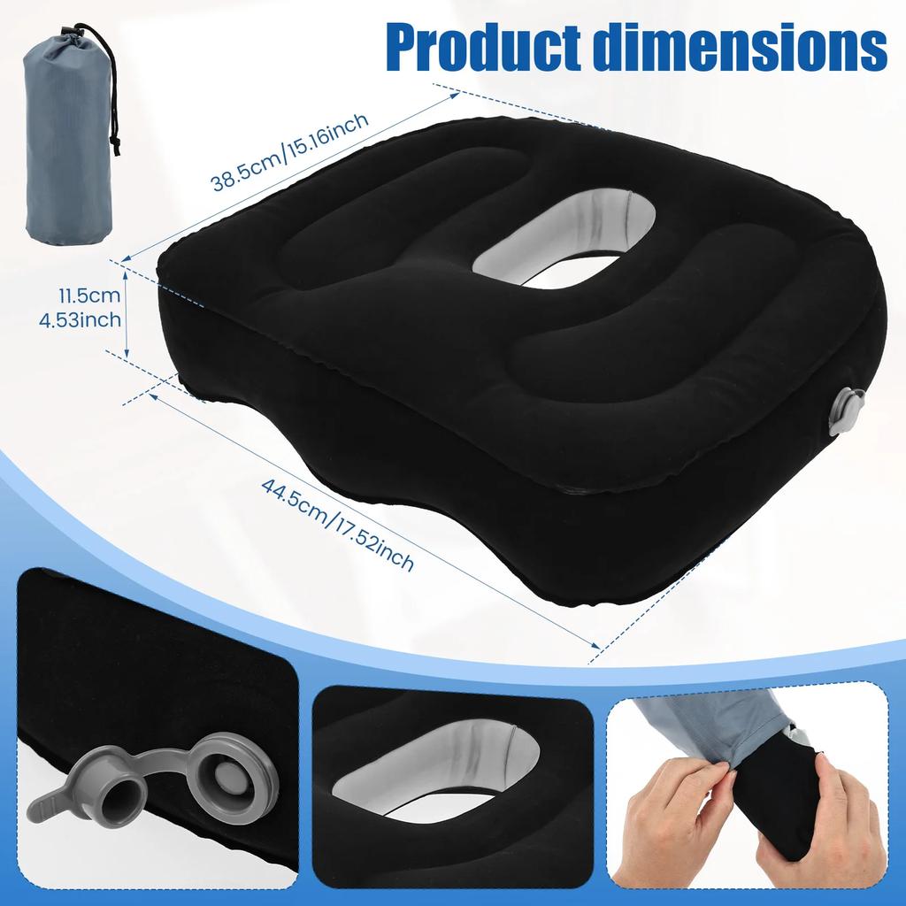 Inflatable Seat Cushion High Elasticity Perforated Pressure Ulcer Cushion Portable Office Cushion for Car Air Travel Office