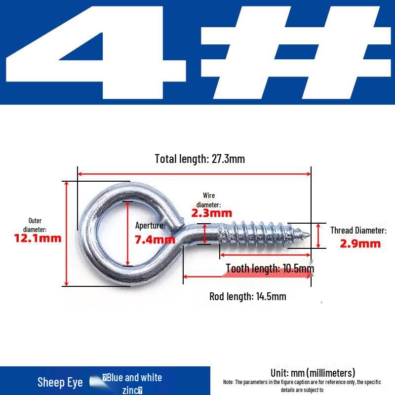 Sheep Eye Nail Hook with Ring, Self-Tapping Wood Screw, 9-Shaped Question Mark Lamp Hook for Windows.