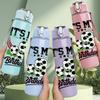 1PC It's My Birthday Badge Logo Print 750ml Color Plastic Sports Water Bottle Leakproof Flip Straw Lid Suitable for Sports Office Home Use