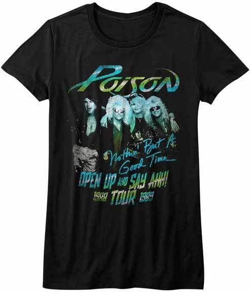 Poison Open Up And Say Ahh 88-89 Tour Women s Fitted T Shirt Rock Music 4XL