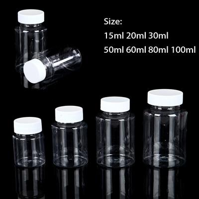 5-30pcs Refillable Bottles 15ml 20ml 30ml 50ml 60ml 80ml 100ml Plastic PET Clear Empty Seal Bottles Container with Screw Cap