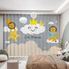 2Pcs Modern Simple Cartoon Cute Animals Bear Rabbit Star Ocean Star Boy Children's Room Decor Semi Blackout Curtain Grommet Top