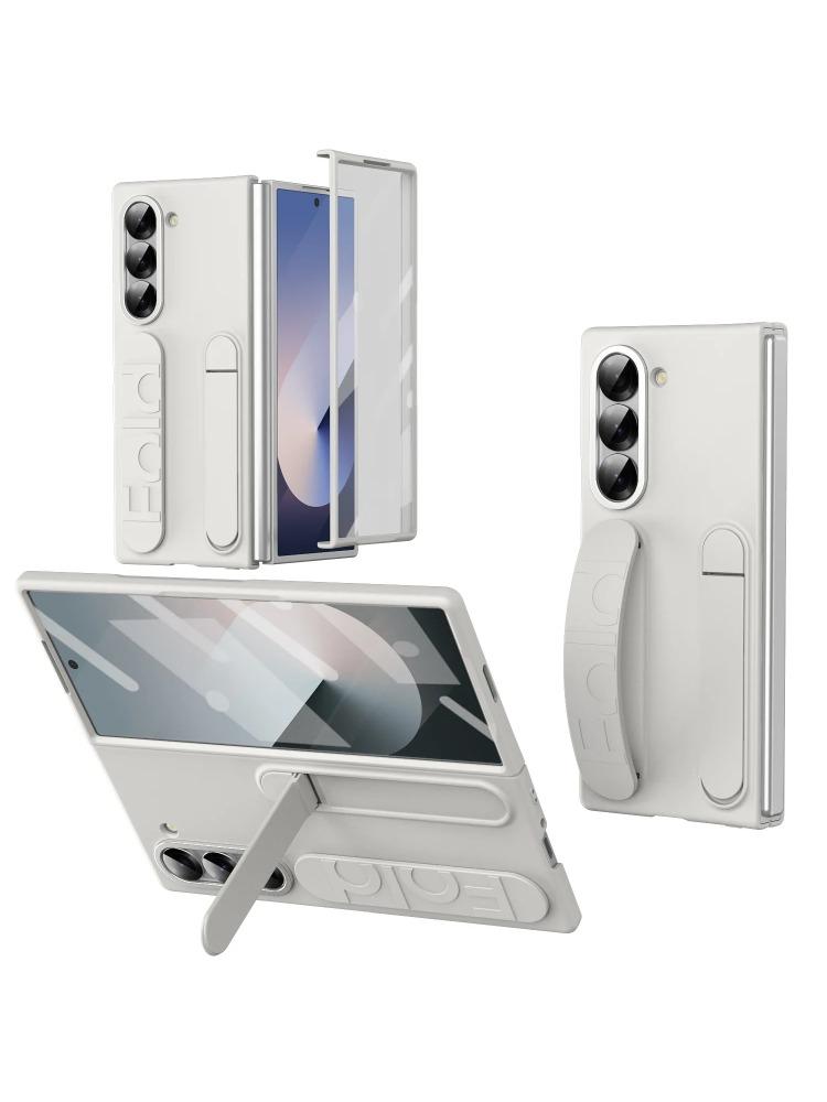 

Оригинальный противоударный чехол для телефона Samsung Galaxy Z Fold 7 6 5 4 3 5G с подставкой, закаленное стекло, силиконовый захват, защитная крышка Galaxy Z Fold4 белый