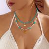 Boho Baroque Imitation Pearl Necklace For Women Starfish Conch Coin Pendant Charm Choker Beach Party Vacation Jewelry Gift
