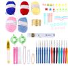 Knitting Kit DIY Blue Chrysanthemum Plastic Crochet Hooks Kit with Woolen Yarn Storage Bag for