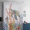 Turtle Coral Fish Starfish Crab Tulle Window Curtains for Bedroom Luxury Home Decor Drapes In Living Room Chiffon Panels