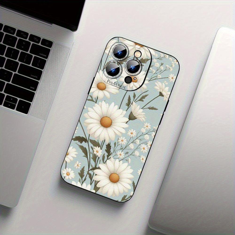 Daisy Flower Pattern Phone Case Suitable for iPhone 17 16 15 14 13 12 11 Pro/Max/Plus Anti Drop and Shockproof