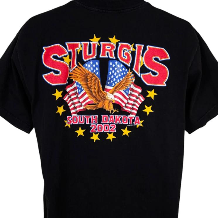 Винтажная футболка Sturgis Мужская Размер L Черная Y2K 2002 Rally Black Hills 3XL