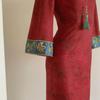Winter Slim-Fit Velvet Qipao Dress with Beaded Frog Buttons and Printed Slit