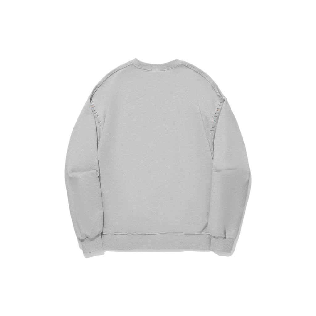 Li Ning Letter Print Loose Pullover Sweatshirt Unisex Sweatshirt Floral-Gray AWDT689-5