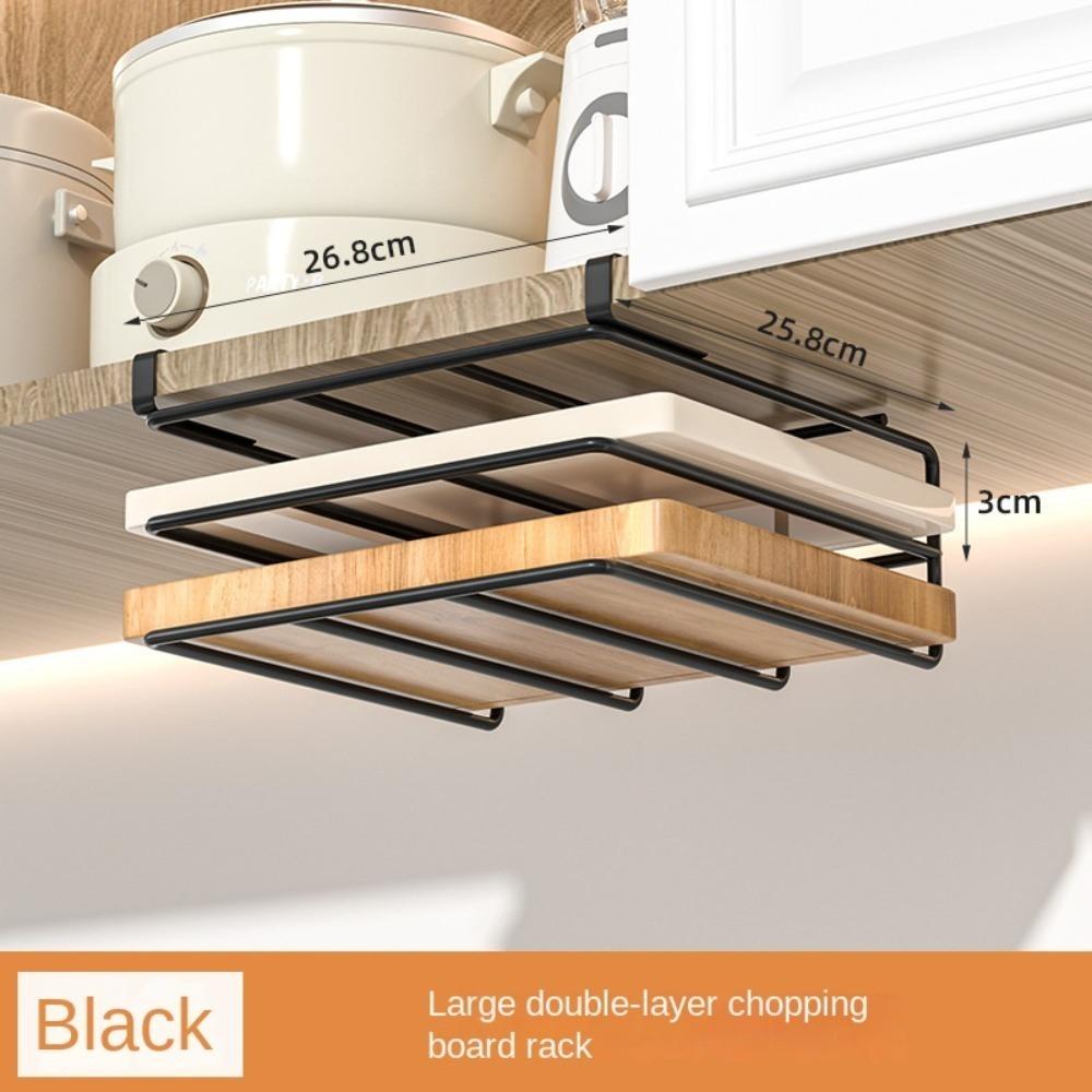 Non-punching Cutting Board Hanging Rack Under Cabinet Storage Shelf  Kitchen Placement Storage Rack