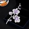 Light Luxury Purple Crystal Phalaenopsis Brooch Pins Simple Sweet Geometry Flower Brooch Fashion Jewelry Party Gifts