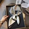 100% Pure Silk Square Scarf Women Black White Camellia Print 68x68cm Lightweight Elegant Wrap Office Casual Wear