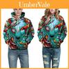 Lebendiger Totenkopf-Print Digitaler Pullover-Hoodie Für Herren Bequem Lockerer Schnitt