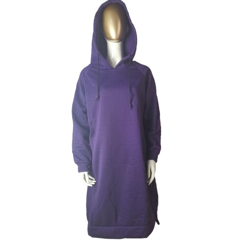 GMXIA Autumn and Winter Hooded Pocket Dress Bottom Shirt Mid-Length Sweatshirt Women's Clothing