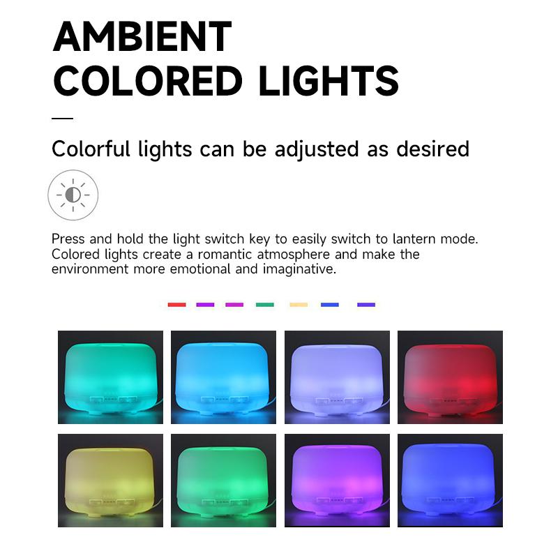 500ML Aroma Humidifier Ultrasonic Cool Mist Diffuser with Colorful LED Light Wood Grain Scent Diffuser for Bedroom Home Office