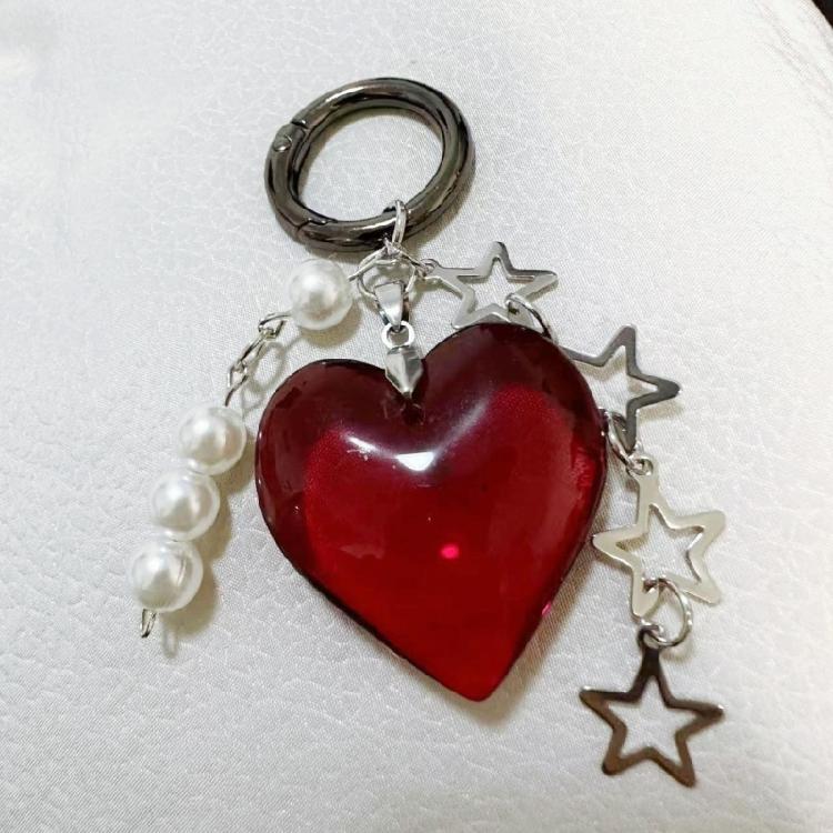 Elegant Heart Key Rings Bag Decoration Alloy Keychain Jewelry for Bags Car Keys