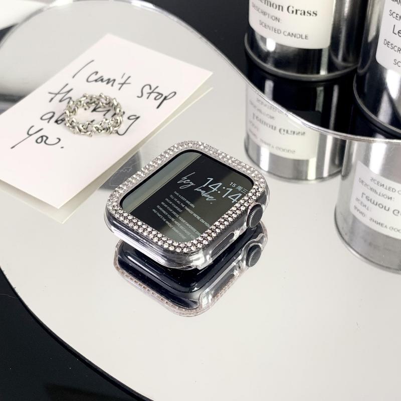 Suitable for applewatchS10/11 double-row drill case Apple Watch iwatch9876se hollow half-pack case