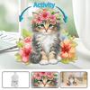 2D Flache Katze DIY Schüttelkopf Katze Blume Diamantmalerei Tischdekorationen