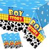 3 Pack Boy Story Baby Shower Plastic Tablecloth, It’s A Boy Cow Pattern Printed Table Cover, Blue Sky and White Cloud Tablecloth for Baby Shower