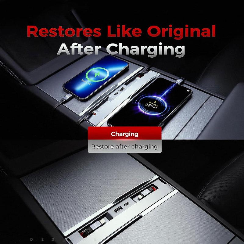 USB Hub Charger For Tesla Model Y Juniper 2025-2026 & Model 3 Highland 2024-2026 Center Console Docking Station Accessories