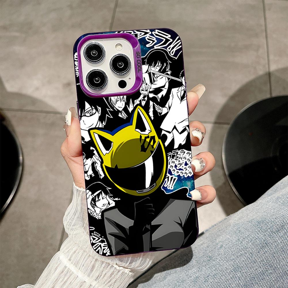 Anime Durarara Phone Case for iPhone 17 16 15 14 13 12 11 X XR XS Air Pro Max Plus Purple Colorful Silver Cover