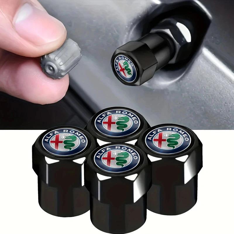 Αυτοκόλλητα αυτοκινήτου για Alfa Romeo 4 τεμάχια κράμα αλουμινίου, καπάκια βαλβίδων ελαστικών τροχών αυτοκινήτου, κάλυμμα στελέχους για Alfa Romeo 4C 159 166 Spider Giulia Giu