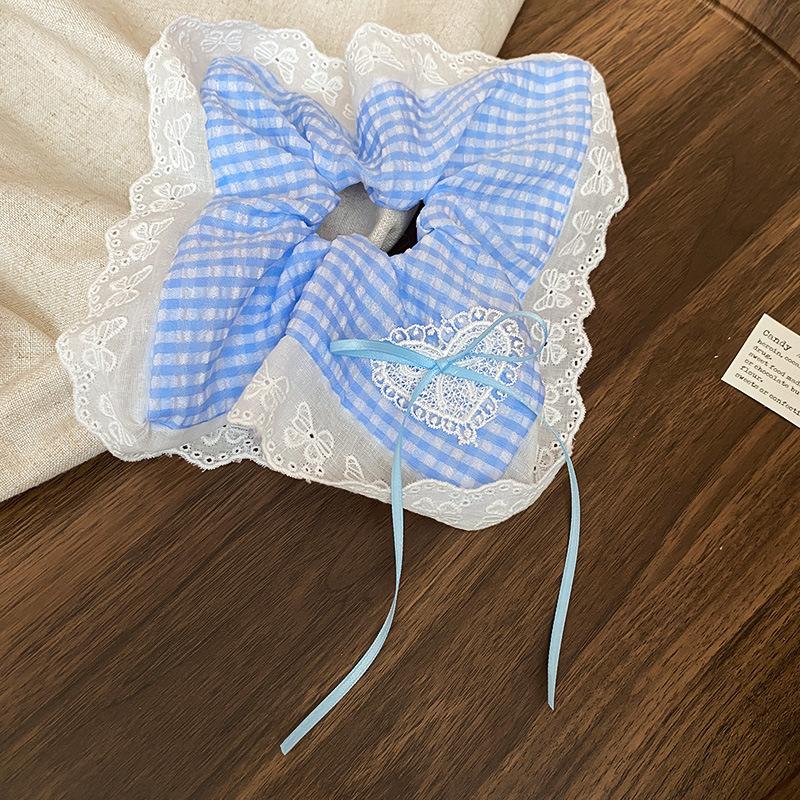 Lace love bow streamer square scarf hair band ins sweet small fresh headrope fashionable ponytail hair accessories
