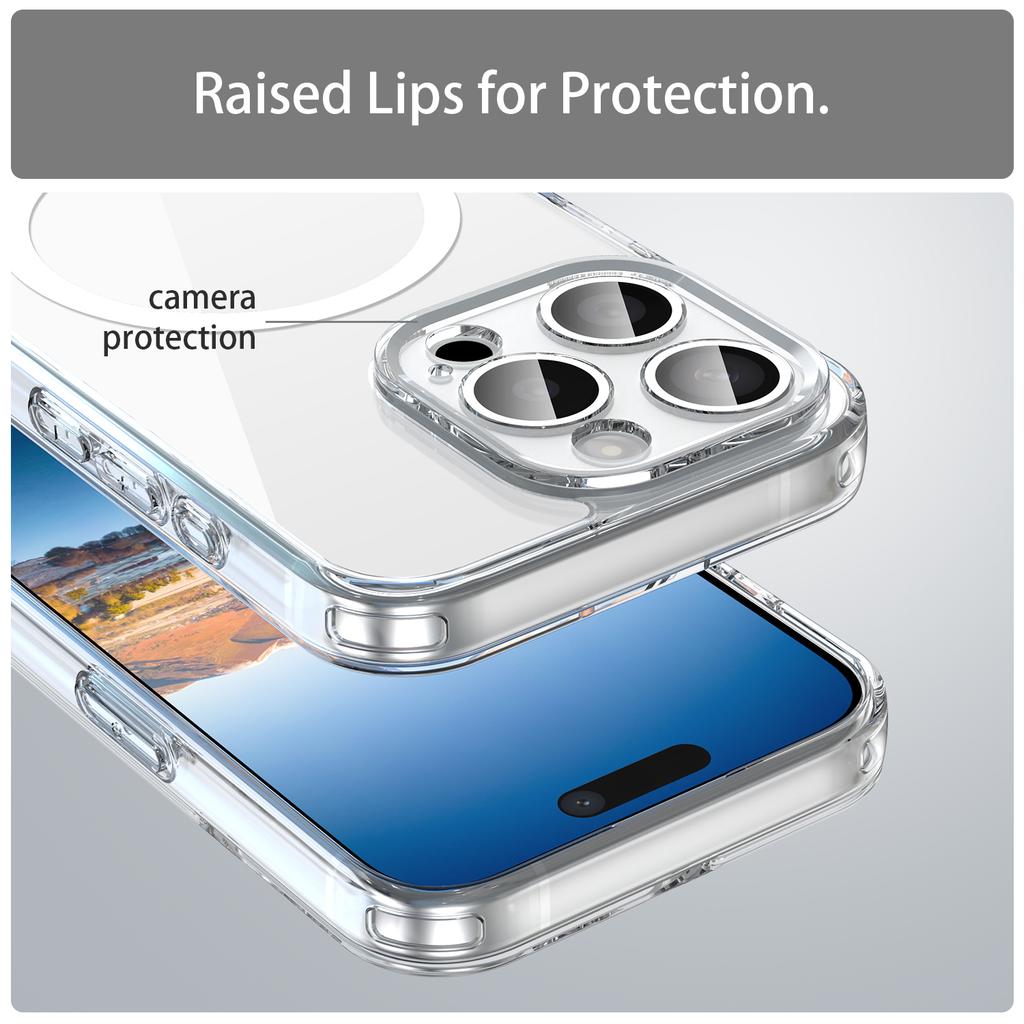 For iPhone 15 Pro Max Phone Case, Magnetic Shockproof Transparent Cover for iPhone 15 Pro Max