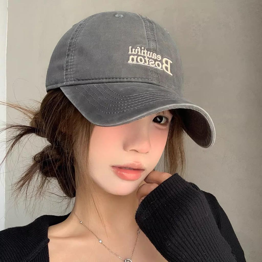 Fashion Hat Adult Korean Fashion Alphabet Cap Casual Versatile Solid Color Embroidery Sunscreen Outdoor Shade Baseball Cap Hat