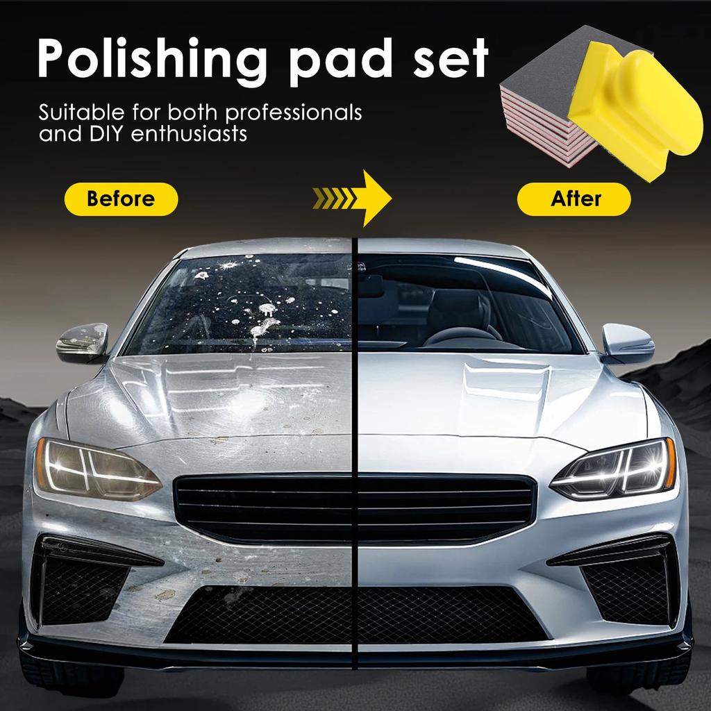 24Pcs Sanding Sponge Assortment Set Multi Grit Reusable Soft Foam Polishing Sanding Pad with Handle Dry Wet Use for Woodworking