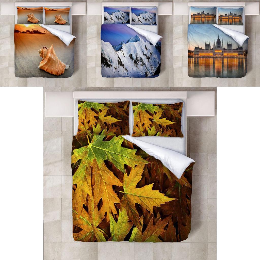 Hochauflösender Digitaldruck 3-teiliges Bettlaken-Set für US-Größe Bett Moderner minimalistischer Stil