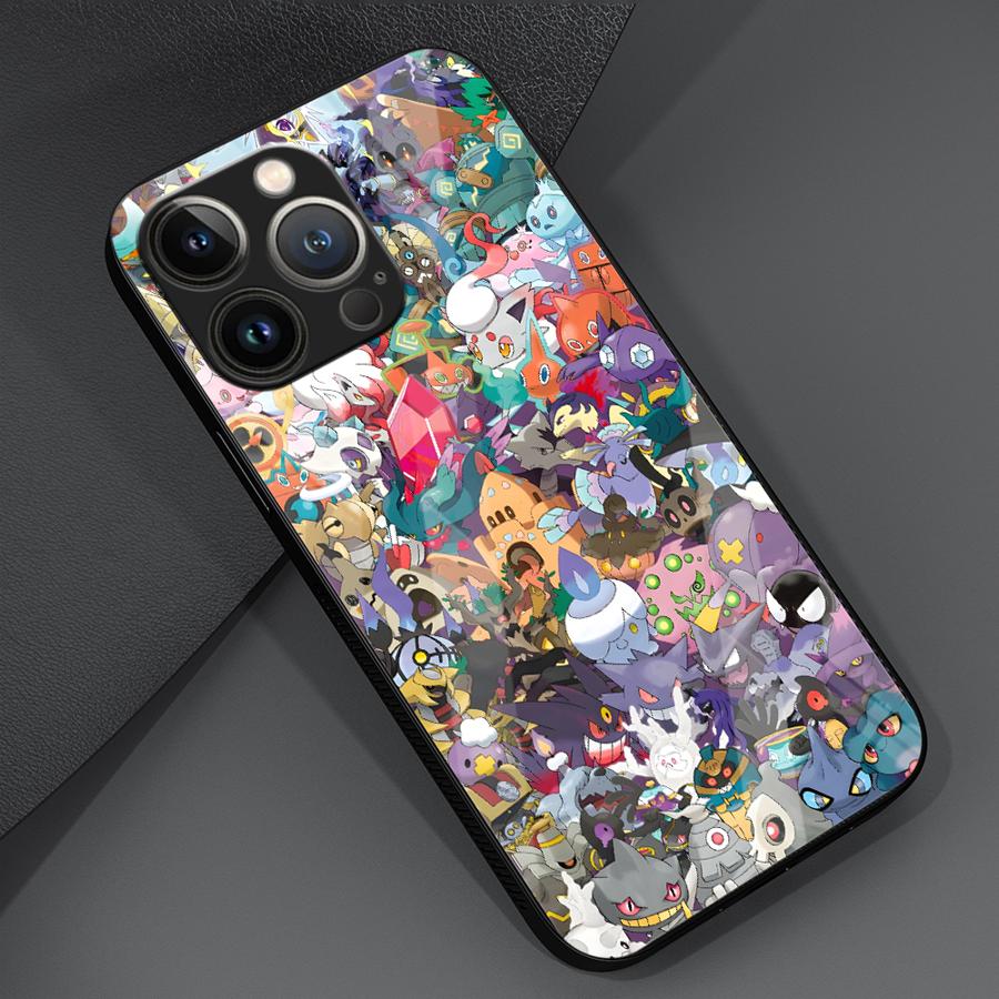 Pokemon Pikachu Phone Cover Glass Case for iPhone 17 Pro Max 11 Air 12 8 16 XR 14 13 15 Plus