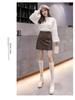 2026 Autumn/Winter Matte Frosted Coffee PU High Waist A-Line Midi Skirt