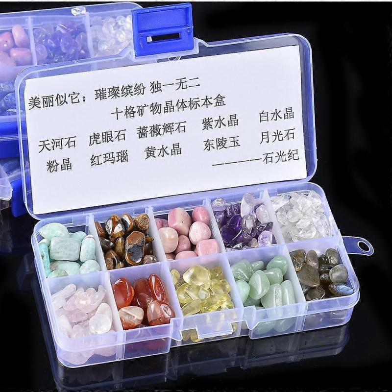 Set of 10 Rock Mineral Crystal Quartz Specimens Earth Science Toy Collectibles Gift Home Decor with Index Sheet