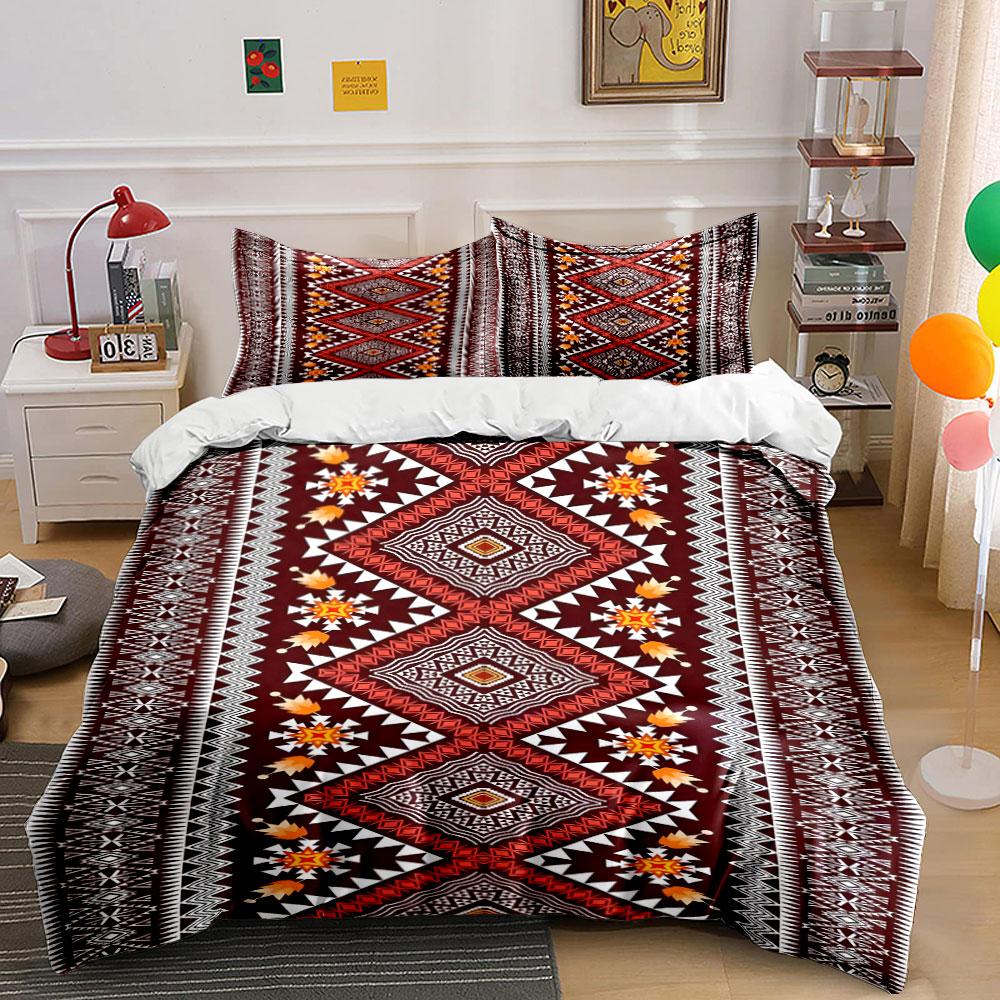 Geometrische Rauten mit Blumen. Bettwäsche-Sets Bettbezug-Sets Bettbezüge Kissenbezüge(1 * Bettbezug 2 * Kissenbezüge, ohne Bettdecke)
