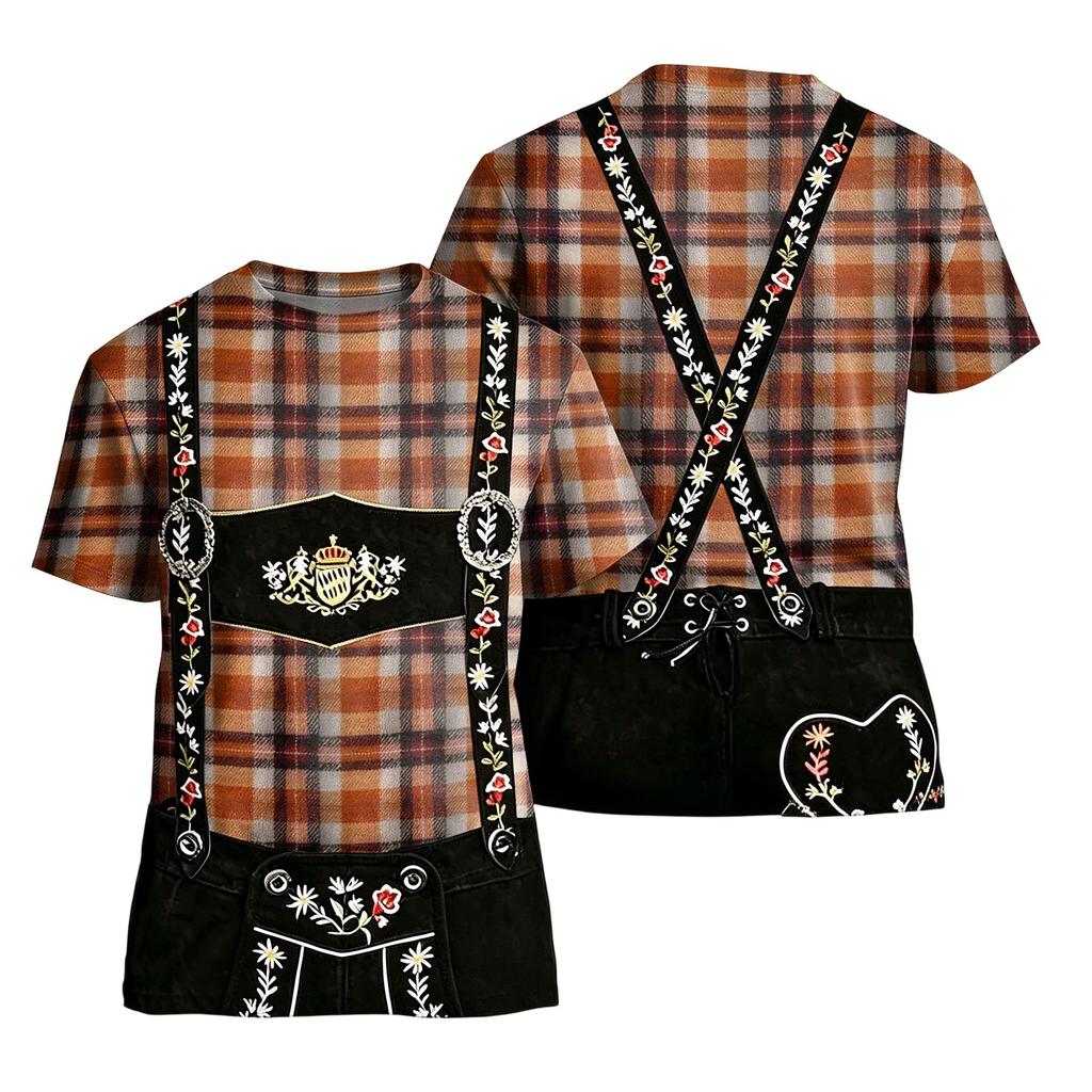 Men’s Oktoberfest Vintage Pattern Short Sleeve T Shirt Loose Fit Casual Summer Daily Top Retro Printed Design