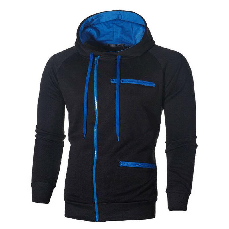 slim plain zipper hooded jacket