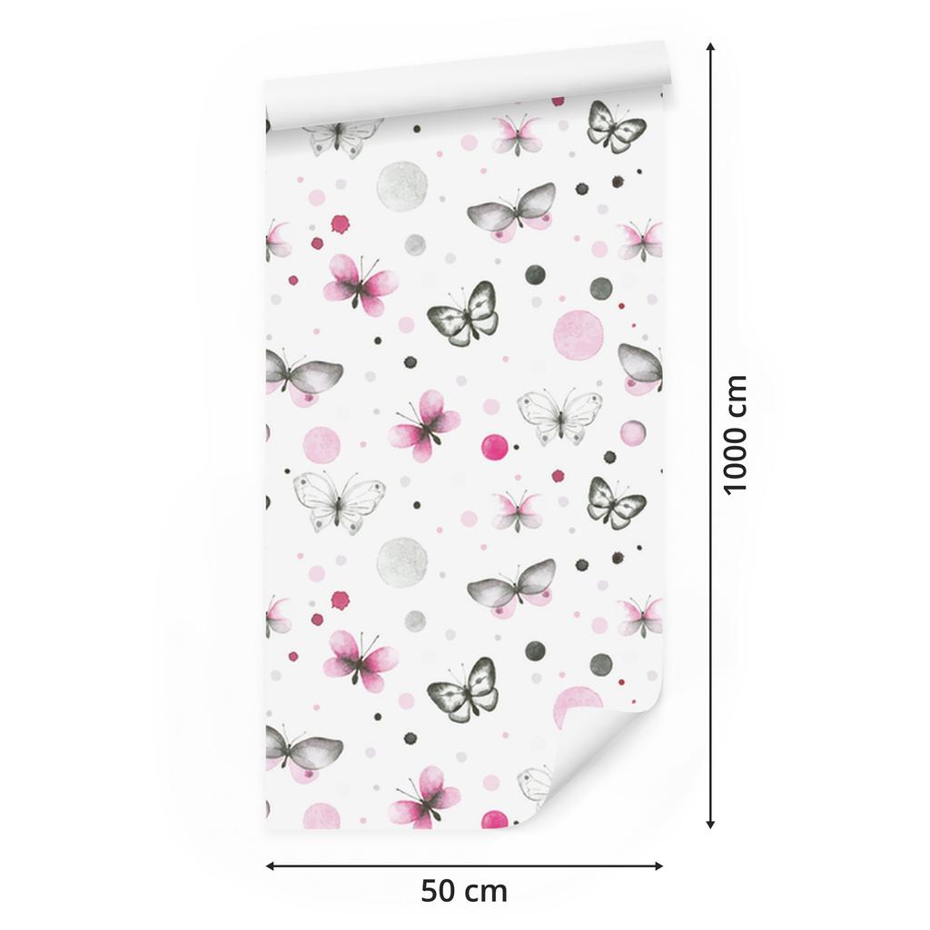 Butterflies and Dots Wall Wallpaper for Living Room and Bedroom 50x1000