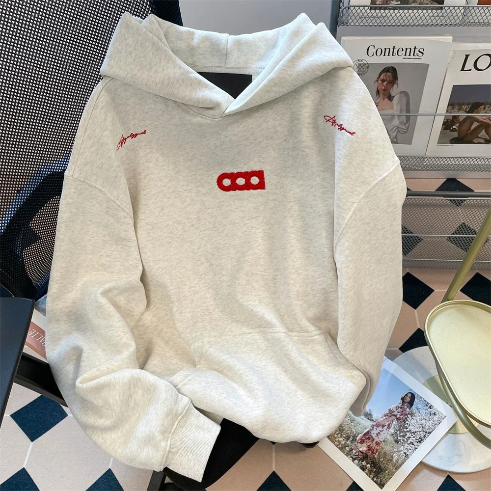 Women's Trendy Versatile Loose Hooded Sweatshirt, Heavyweight Embroidered, Casual Spring/Autumn Jacket