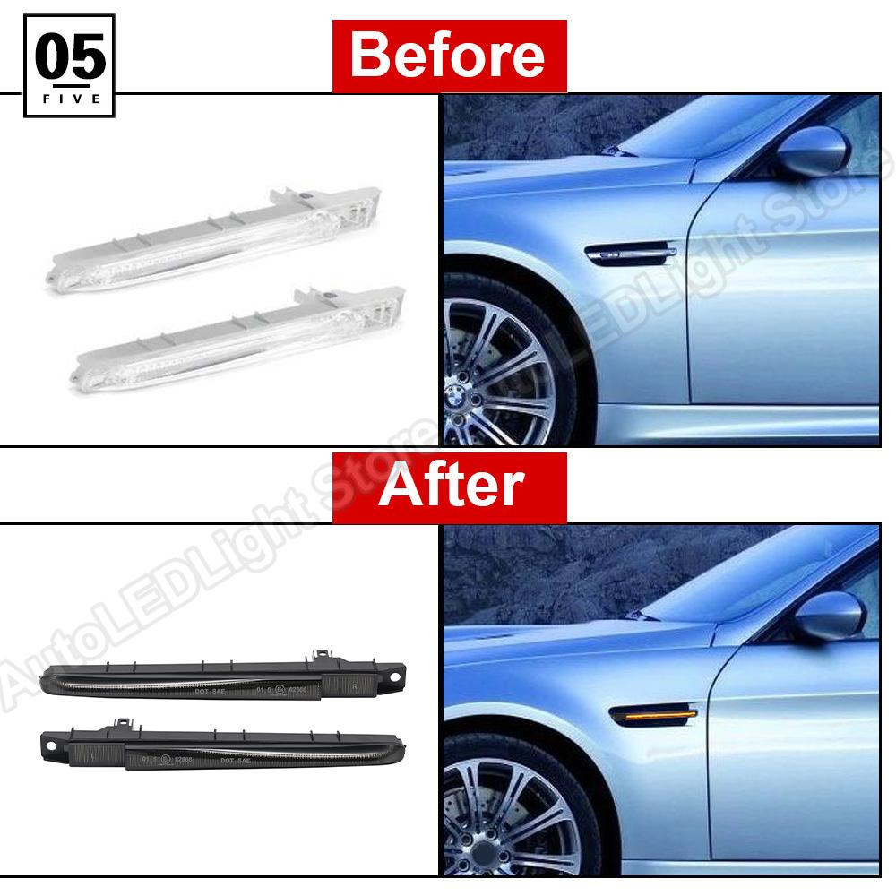 2Pcs Dynamic LED Side Marker Light Turn Signal Lamp For BMW E90 M3 Sedan E92 M3 Coupe E93 M3 Convertible 2007-2013